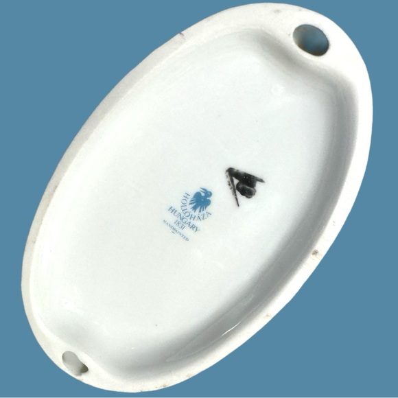 Vintage Hollohaza Hungarian Porcelain Lady In Violet Dress - Picture 12 of 12